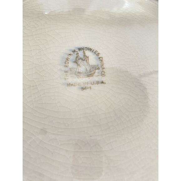 2 Vintage Edwin M Knowles Floral Spring Bouquet 1940s Dinner Plates 10” - Picture 8 of 10